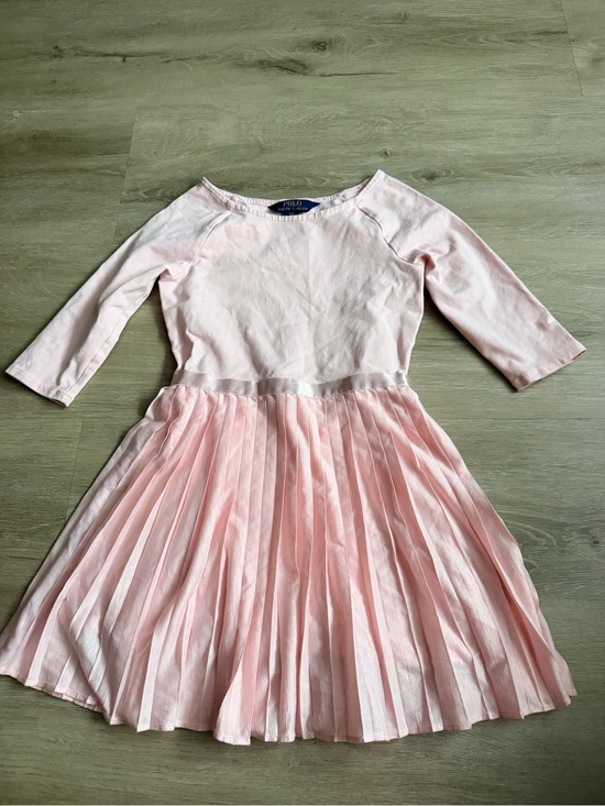 Polo Ralph Lauren Other - Polo Ralph Lauren Girls Pink Pleated Stretch Ponte Dress Cotton SZ 7